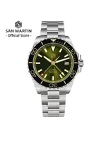 Reloj San Martin Diver GMT de 39mm con esfera esmaltada NH34 de acero inoxidable, reloj de lujo para hombre, reloj mecánico automático con zafiro luminoso SN0136