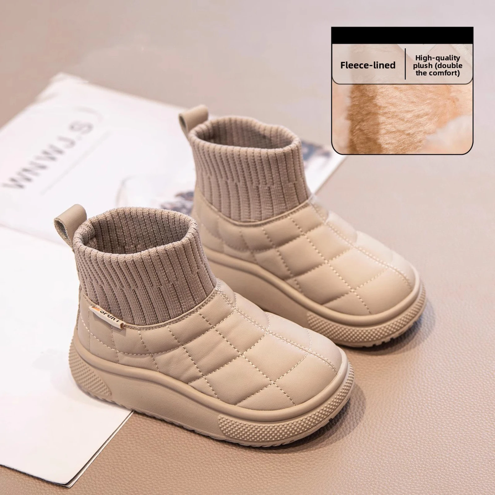 

Children's Boots Sock Style Snow Boots Girls Short Boots Kids Cute Sewing Autumn Winter New Warm Thermal Shoes for Boys Unisex