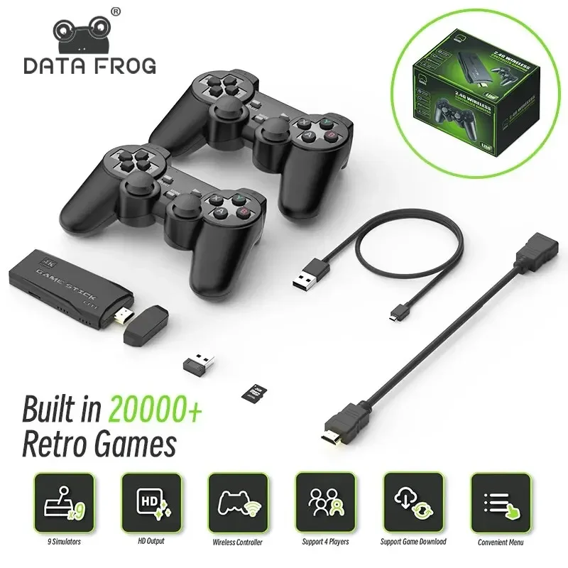 DATA FROG Retro Console per videogiochi 2.4G Console Wireless Game Stick 4k 10000 giochi Console di gioco portatile dandy per TV