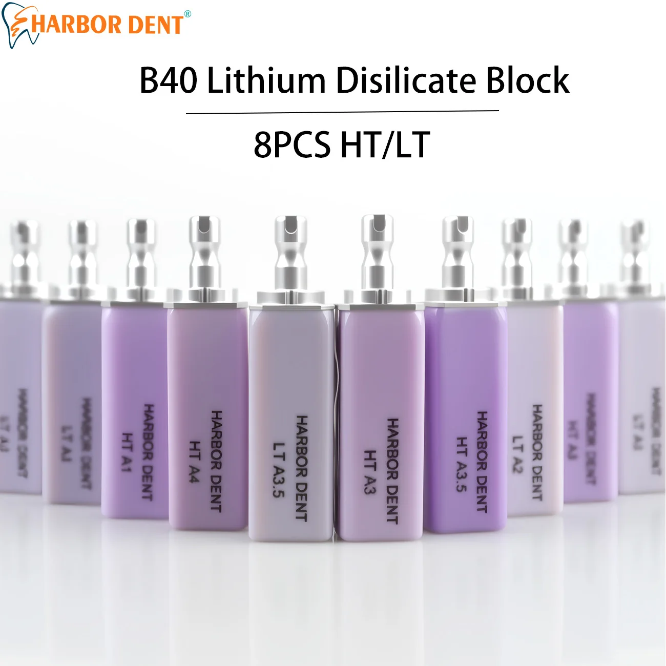 

8PCS Dental Lithium Disilicate B40 Glass Ceramic Cubes Blocks For CAD CAM Sirona Cerec Veneer HT/LT Dentistry Materials