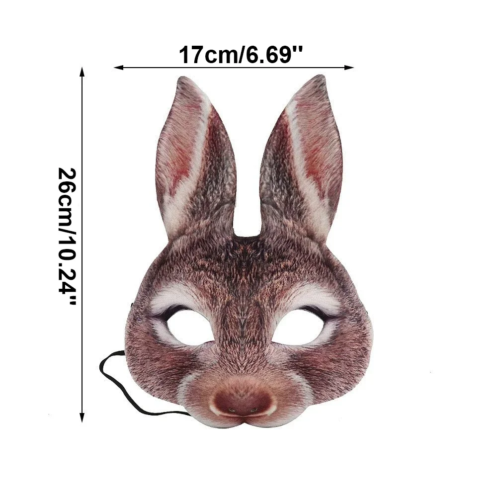 Realistische Kaninchenmaske Maskerade Frohe Ostern Kostüm Requisiten 3D Tier Halbgesichtsmaske für Erwachsene Cosplay Halloween Dekoration Zubehör – Detail 5