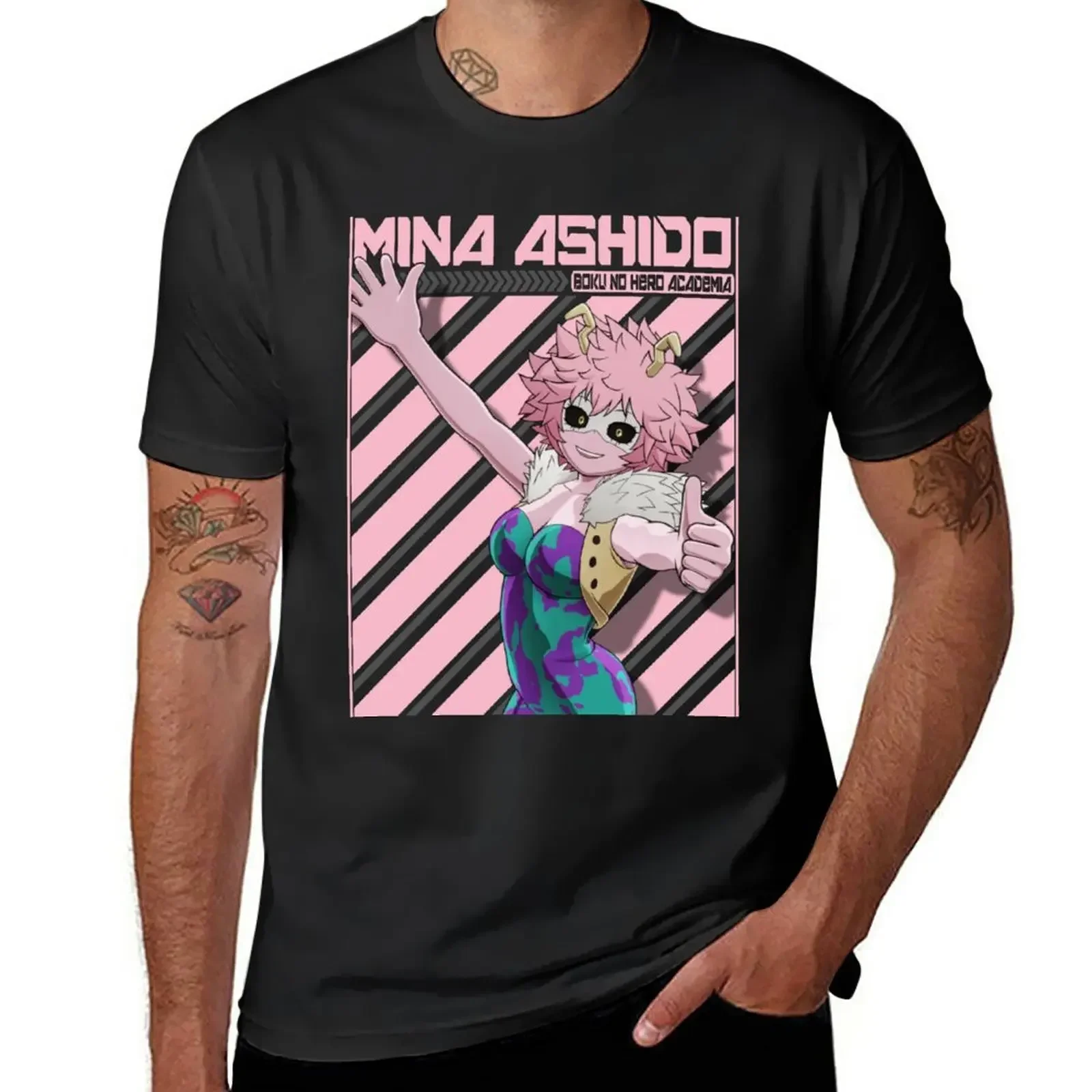 Camiseta preta com gráficos para homens, camisa engraçada de treino, nova classe 1A MINA ASHO PINKY