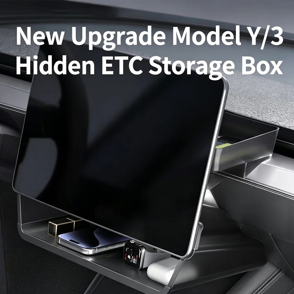 For Tesla Model 3 Highland Model Y Juniper Car Hidden Under‑Screen ETC Storage Box ABS‑Acrylic Insert Organizer Tray Accessories view 5