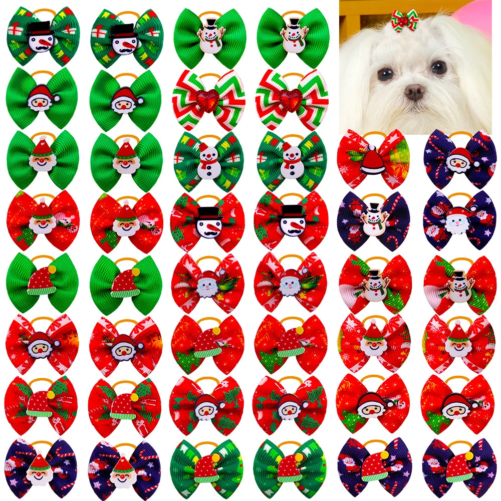 

20PCS Dog Bow Ties Christmas Pet Bowties Cats Pet Hairpin Dog Cat Grooming Accessories for Small Dogs