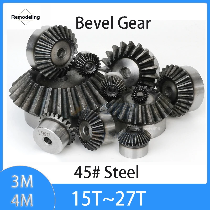 

1PCS Bevel Gear 3M 4M 1:1 15T 16T 17T 18T 19T 20T~27T Gear 90 Degrees Meshing Angle Steel Gears 45# Carbon Steel Rough Hole