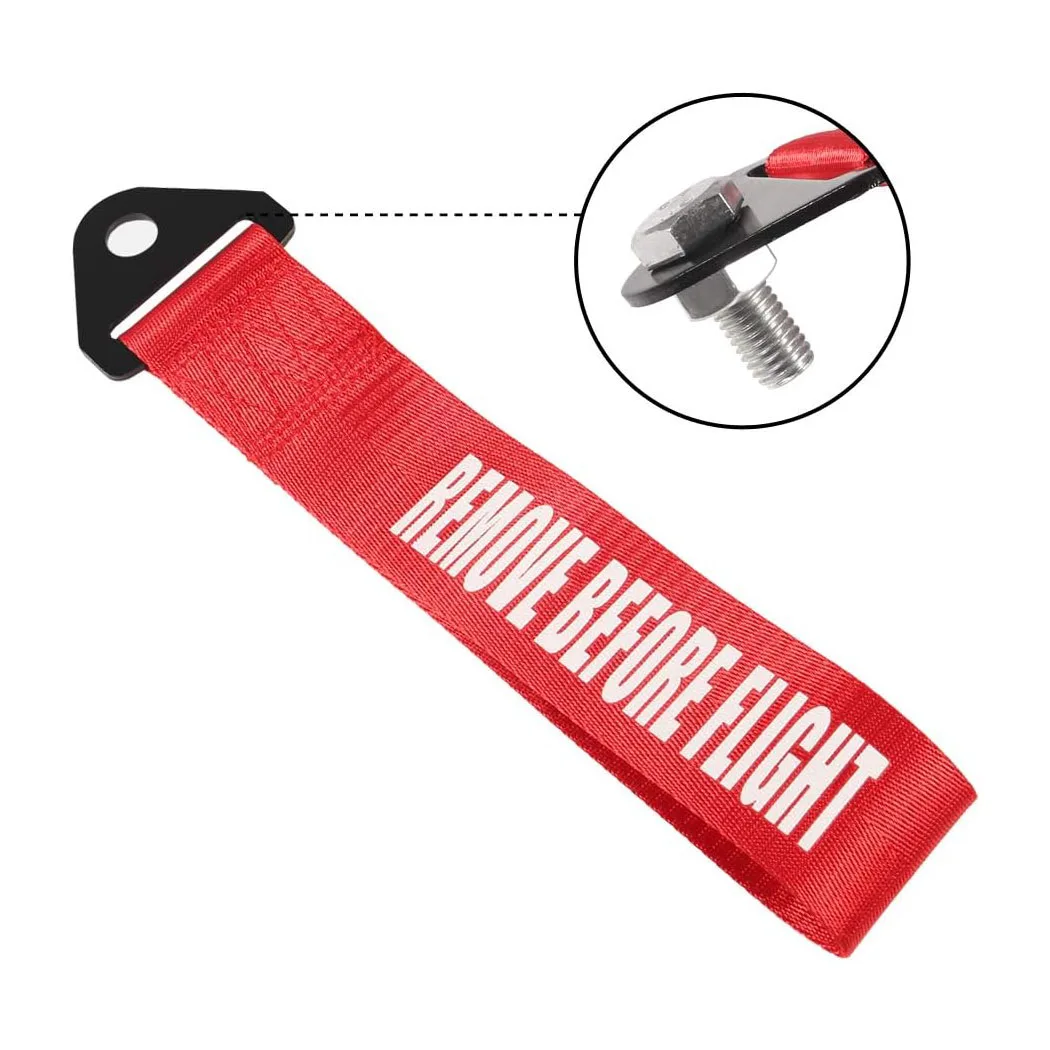 حزام سحب السباق باللون الأحمر، حزام سحب عالي القوة، مجموعة سيارات عالمية، حزام من النايلون، حبل جر، خطاف مقطورة متوافق