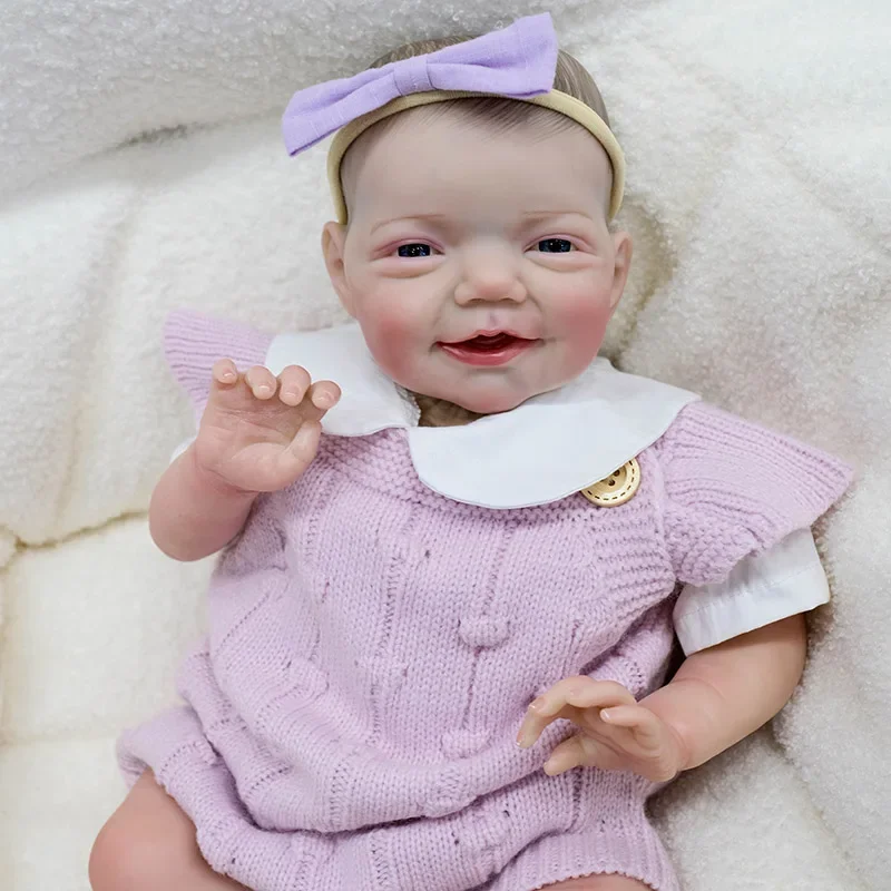 19인치 찰리 신생아 소프트 바디 아기 인형 이미 페인트 완료 다시 태어난 아기 인형 눈에 보이는 정맥이 있는 3D 그림