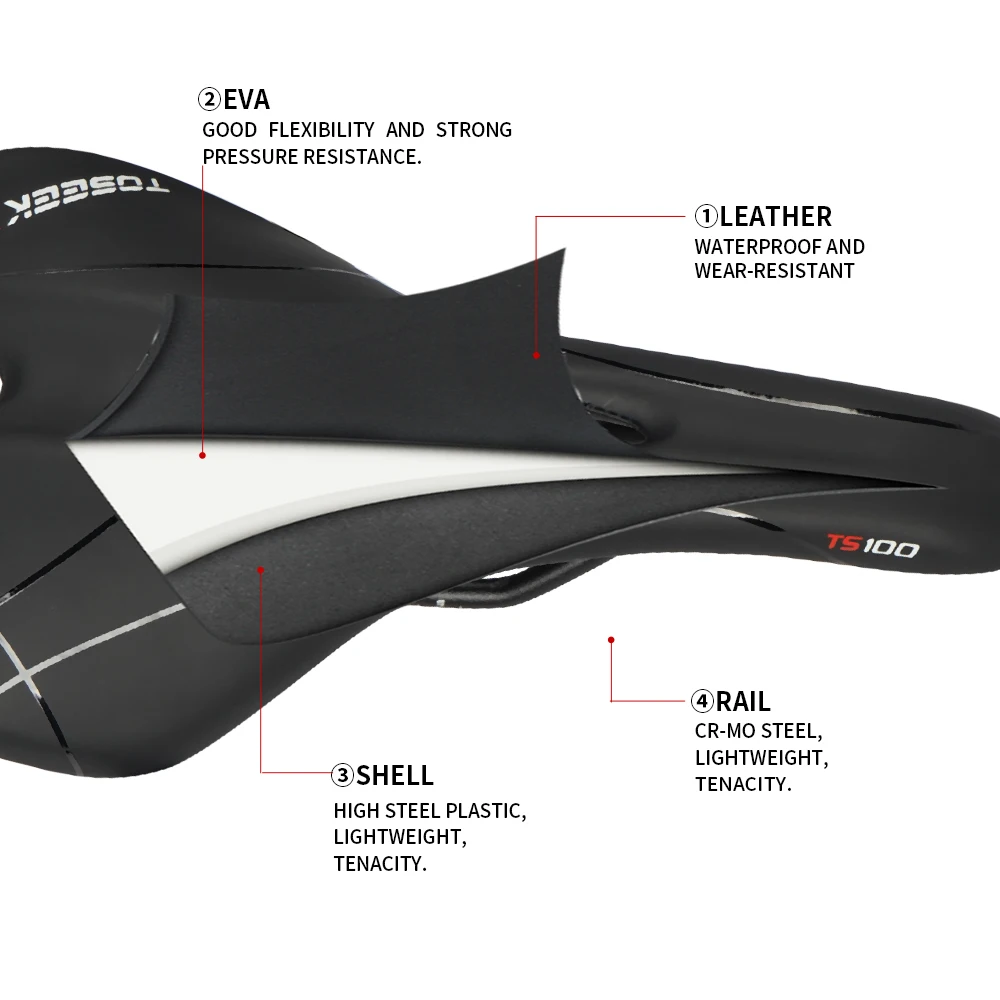 TOSEEK TS100 دراجة السرج جوفاء تنفس الدراجات سباق وسادة مقعد للطريق أجزاء الدراجة الجبلية 7*7 مللي متر القضبان المستديرة