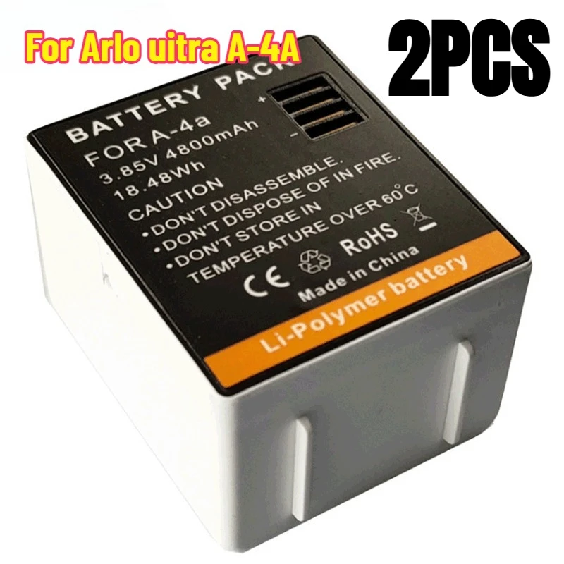 2PCS Replacement Battery A-4B A-4A For Arlo Ultra 2 Pro 3 Pro 4 Security Camera Batteries 4800mAh