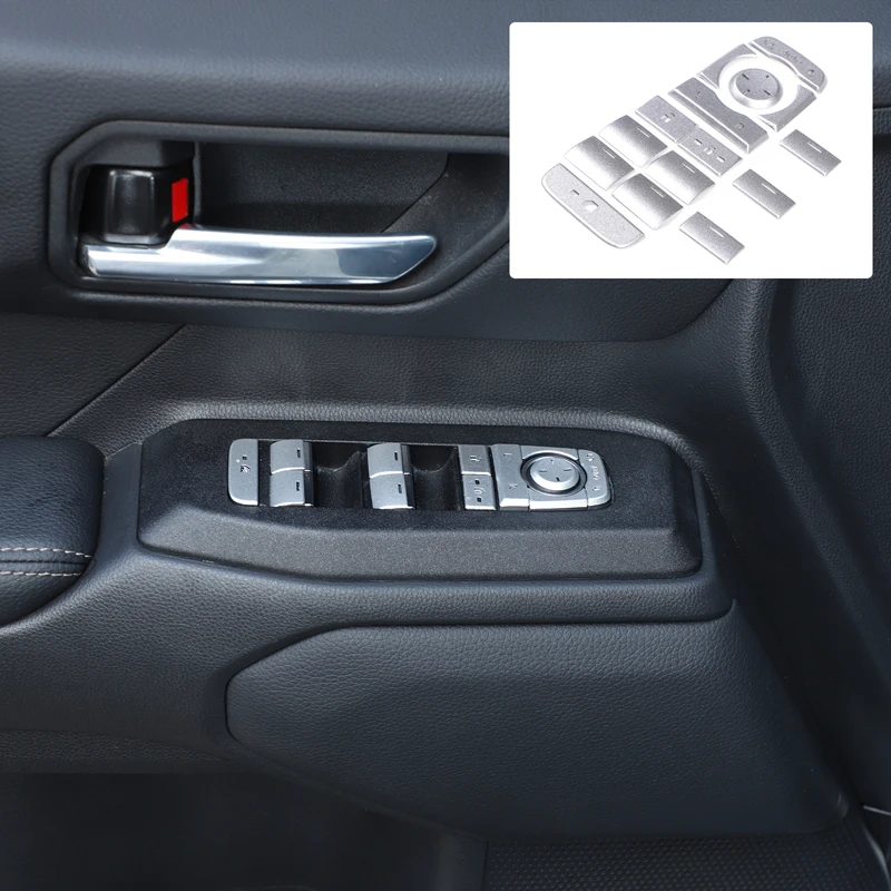 

15Pcs Stainless Steel Silver For Toyota Land Cruiser Prado 250 LC250 2024+ Car Glass Lift Button Sticker Interior Accessories