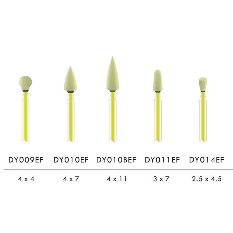 

5Piece Extra Fine Dental Bur Diamond Stones for Zirconia or All Ceramics Yellow Burs with Gold Shank