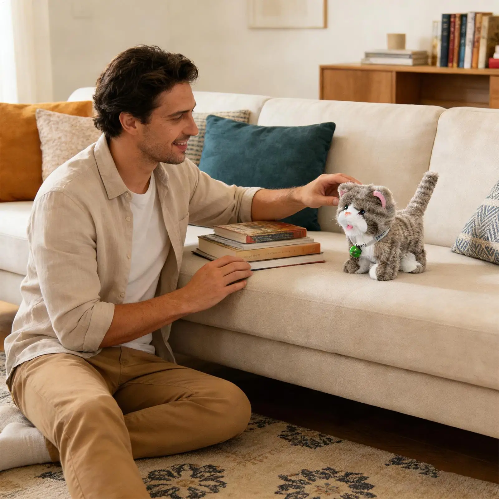 ของเล่นแมวอิเล็กทรอนิกส์แบบมีเสียง ขนาด 7 นิ้ว ของเล่นแมวพูดได้ ของเล่นดนตรี ตุ๊กตาแมวขนนุ่ม สำหรับเด็กก่อนวัยเรียน เด็กๆ และคนรักสัตว์เลี้ยง