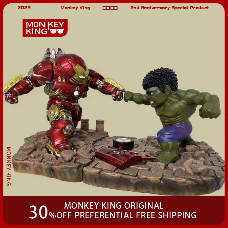 

35cm Marvel Comics Figure Iron Man Hulkbuster Hulk Battle Scene Anime Collection Model Desktop Ornament Decorations Children Toy