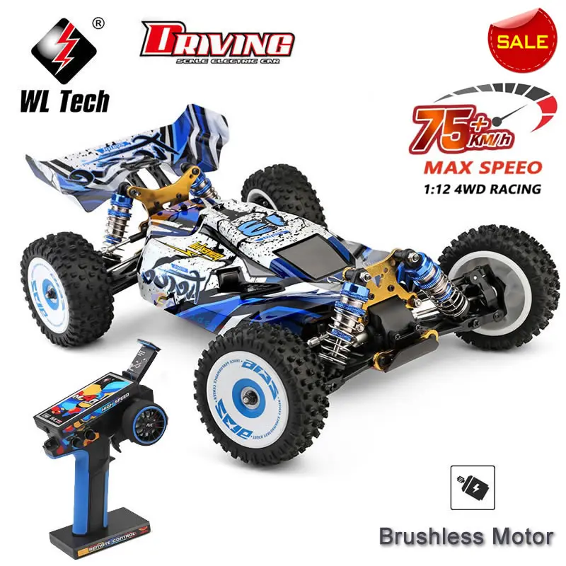 WLtoys 124017 V8 1:12 4WD 75Km/H RC Racing Car One Hand Remote Control Drift High-Speed Brushless Motor Off-Road Toys Kids Gift