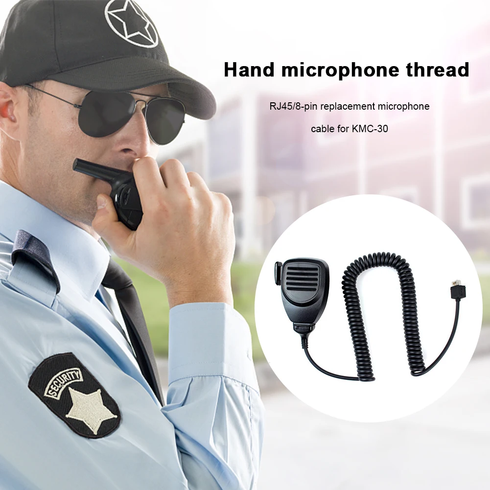 Cable de micrófono de 8 pines, fácil de instalar, conector de RJ-45 a RJ-45, piezas de Walkie Talkie en espiral de alta resistencia para Kenwood KMC-32 KMC-35