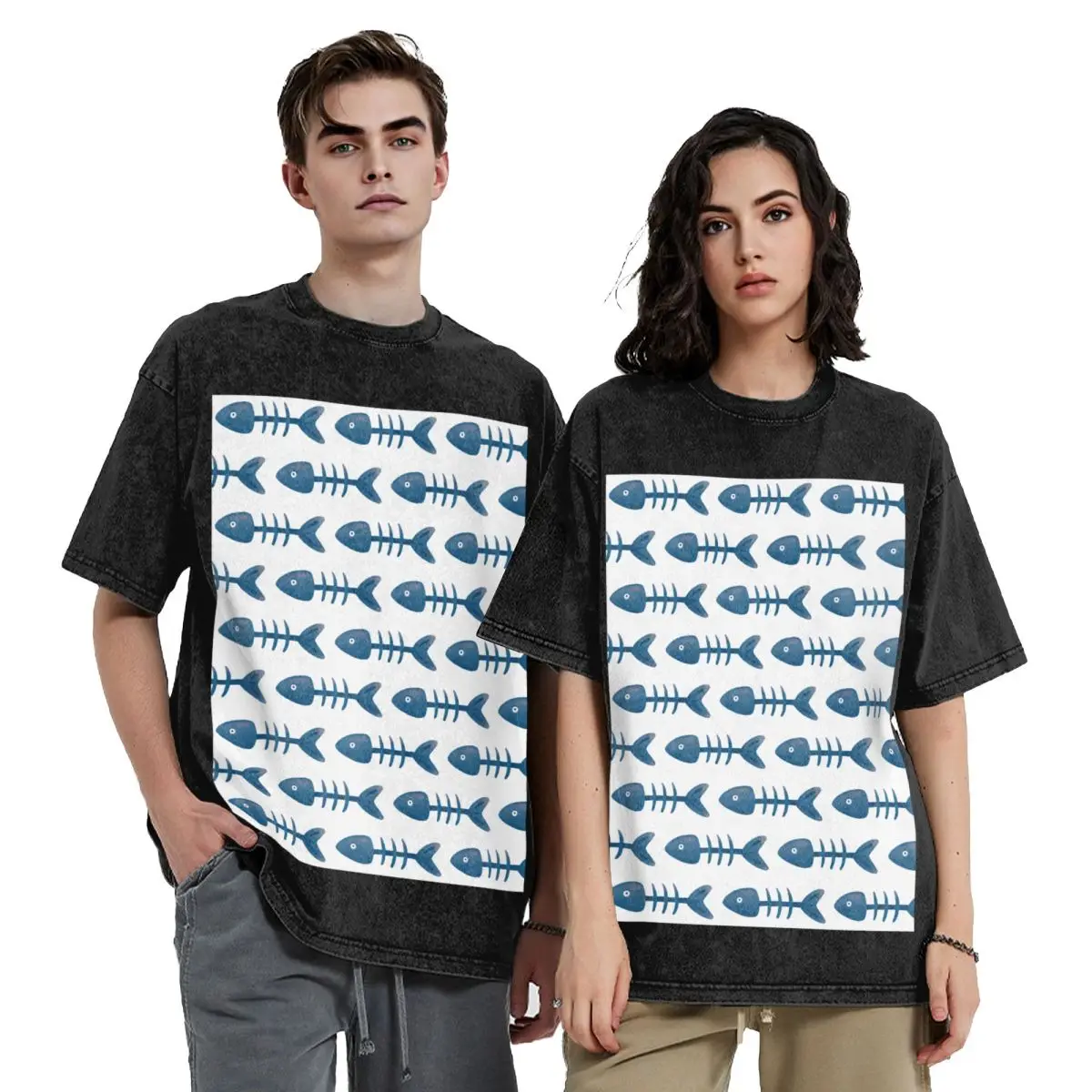 Poor Fish Hip Hop Short Sleeve T-Shirts Washed Tops Tees Streetwear T Shirt Cotton for Men Women