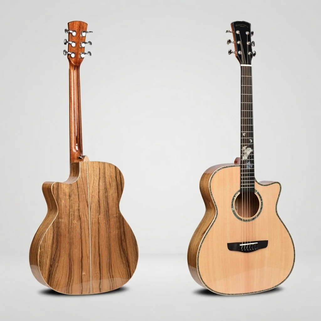 GA‑Style Cutaway Acoustic Guitar,Solid Spruce Top,Zebrawood Body,Decorative Rosette,Perfect For Amateur Guitar Enthusiasts
