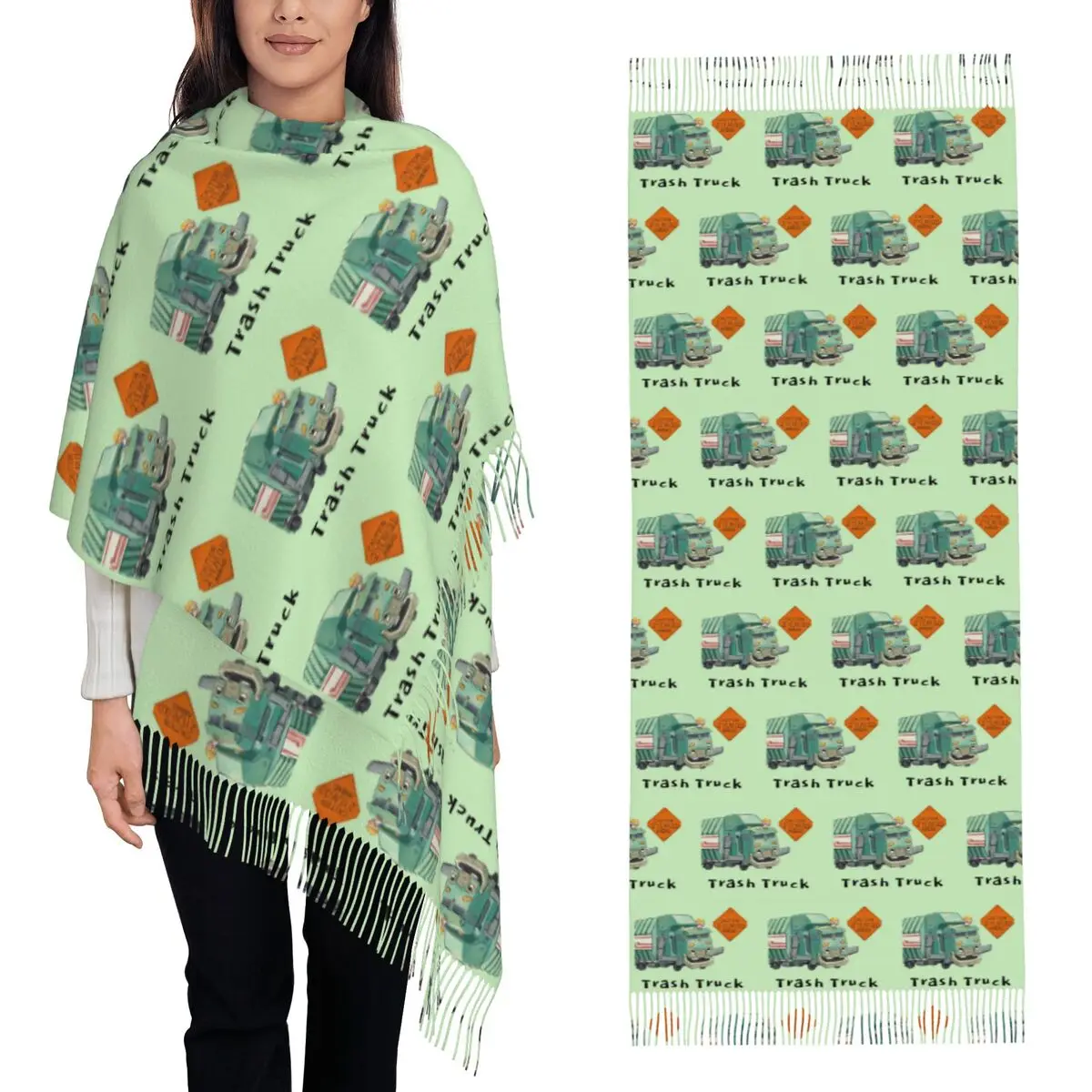 Trash Truck Cartoon Netflix Scarf Tassel Scarves for Women Soft Warm Shawls and Wraps Long Fall Winter Shawl Wrap