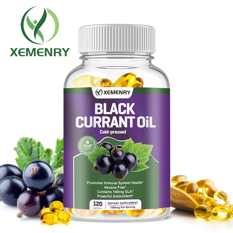 Black Currant Oil 1000 Mg - Antioxidant, Supports Healthy Hair and Skin, Blood Circulation, Regulates Hormonal Balance