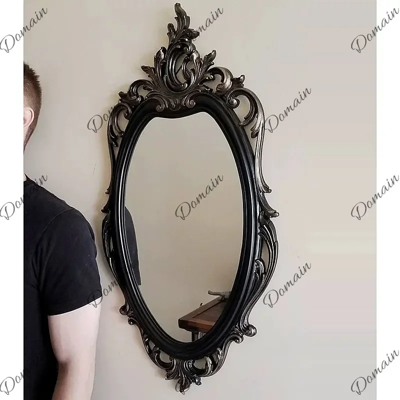 81 N Vintage American French Style Carved Decorative Vanity Mirror for Bathroom Wall Art Home Decor