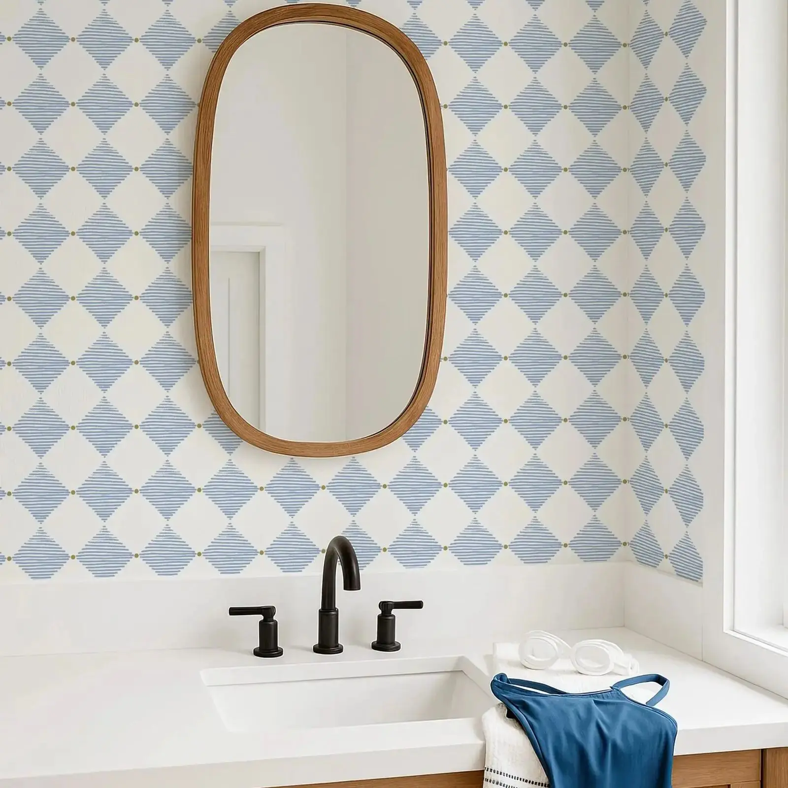 

Самоклеящиеся обои Blue Diamond Cottage, винтажные элегантные обои с сетчатым узором для декора комнаты. Самоклеящиеся или традиционные обои.