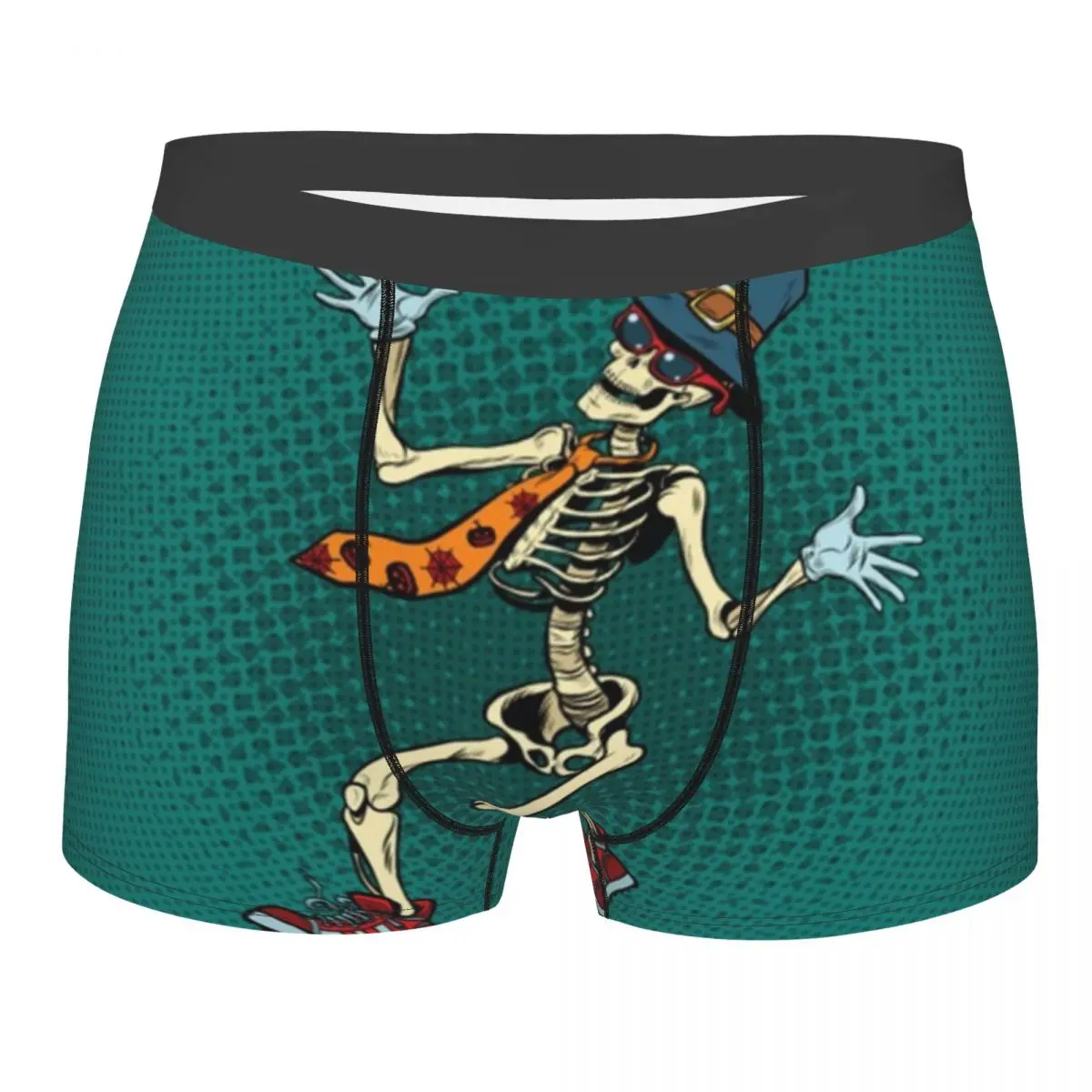 Mens Boxer Sexy Underwear Soft Long boxershorts Funny Halloween Skeleton Underpants Male Panties