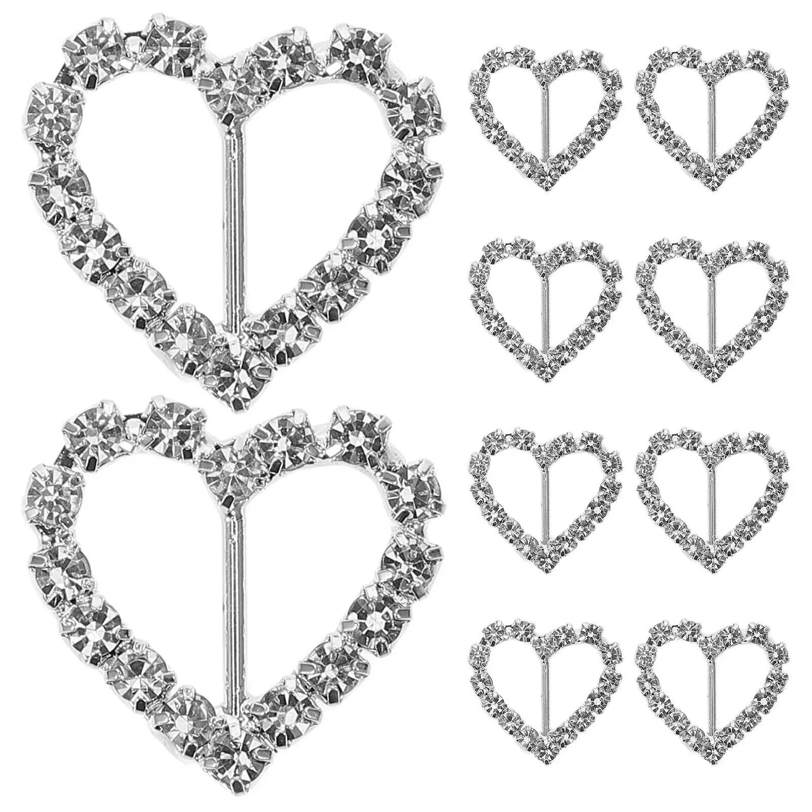

10pcs Rhinestone Decorative Buckles 18x18mm Silver Fancy Ribbon Sliders for Wedding Crafts Hair Bows Jewelry Accessories
