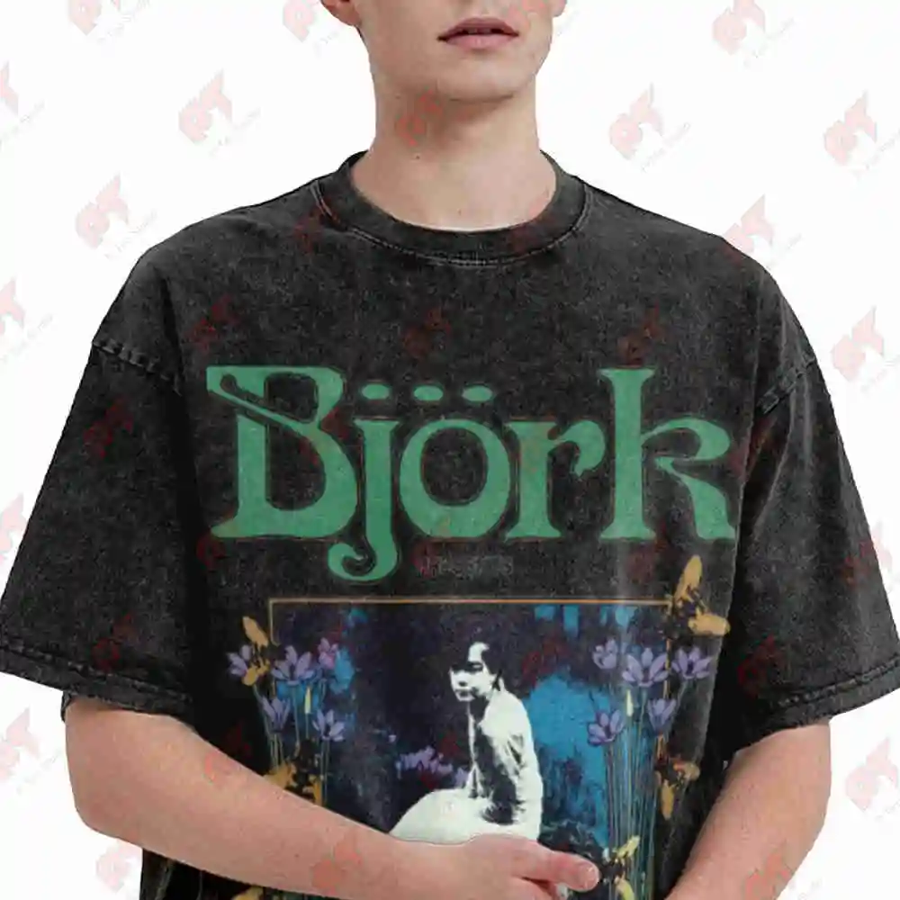 Bjork Vintage Music Movie Vintage Washed Tee Pure Cotton T-Shirt