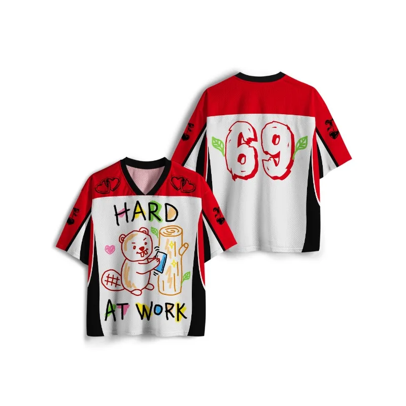 New Sports Mesh Jersey, Quick Drying Sports Short Sleeved Shirt, Upgraded Fabric, Mesh Knitted Fabric, Y2K Suggestive