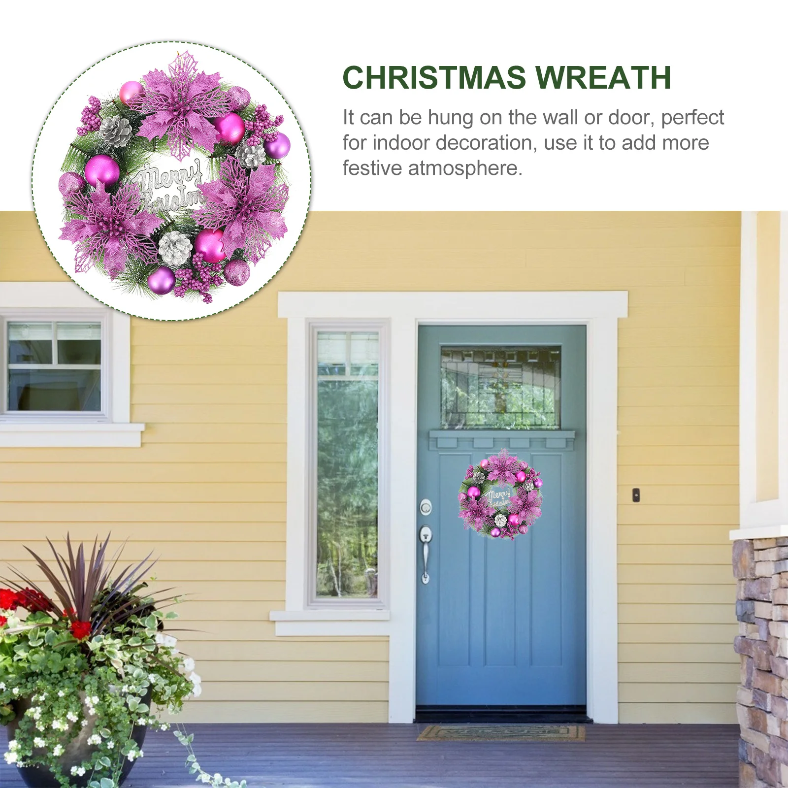 

Xmas Wreath Pendant Christmas Scene Pendant Full Festival Atmosphere Lifelike Decor Wall Door Hanging Christmas Party