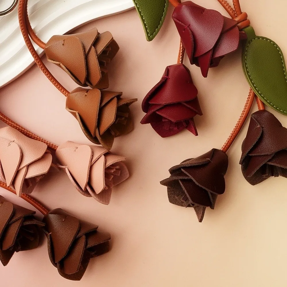 Fashion Leather Tulip Bag Pendant Hanger Leaf Bag Charm Korean Style Colorful Bag Decoration Luggage Accessories