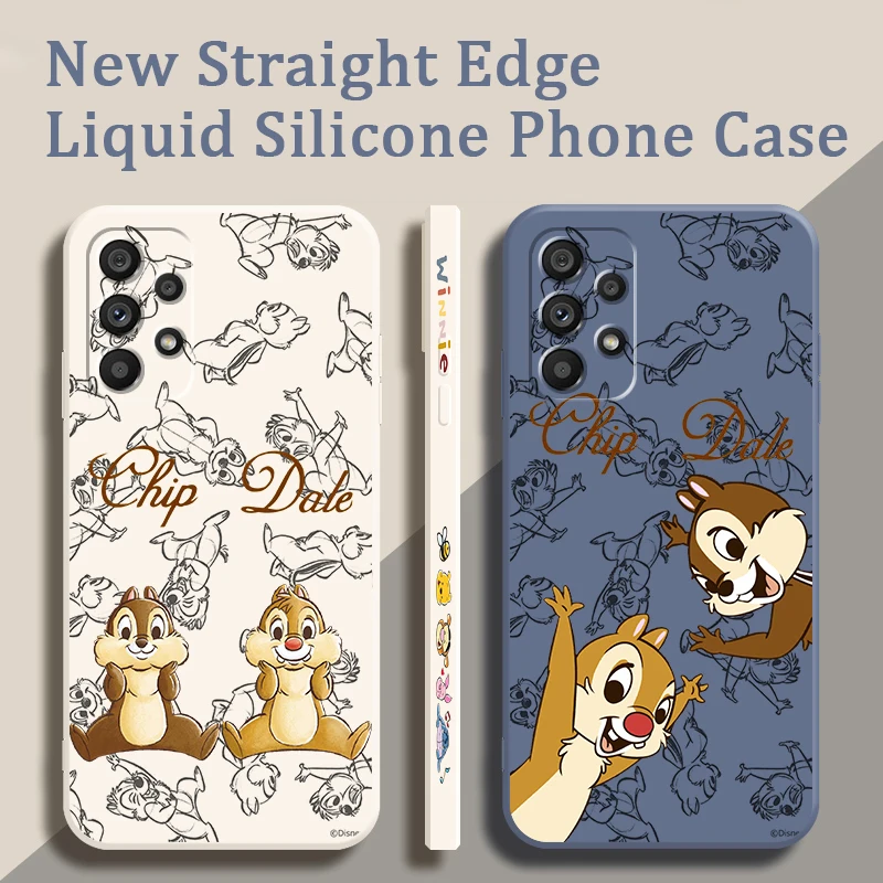 

Chip -n-Dale Cartoon Liquid Left Rope For Samsung A54 A53 A52 S A33 A32 A51 A71 A21S A13 A73 A72 A23 A12 5G 4G Funda Phone Case