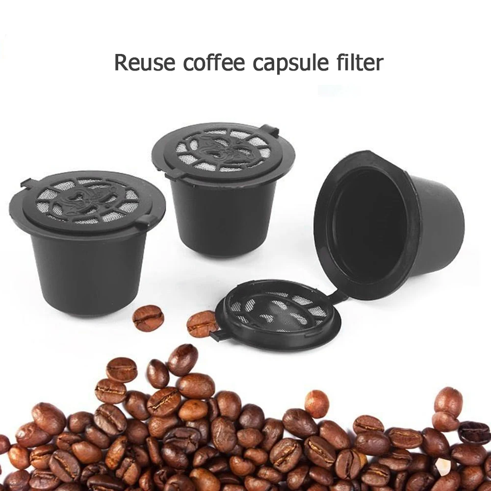 5/4/1pc Coffee Capsule Refillable Reusable Herbruikbare Hervulbare Nespresso Machine Capsule Plastic Filter Cups Spoon Brush