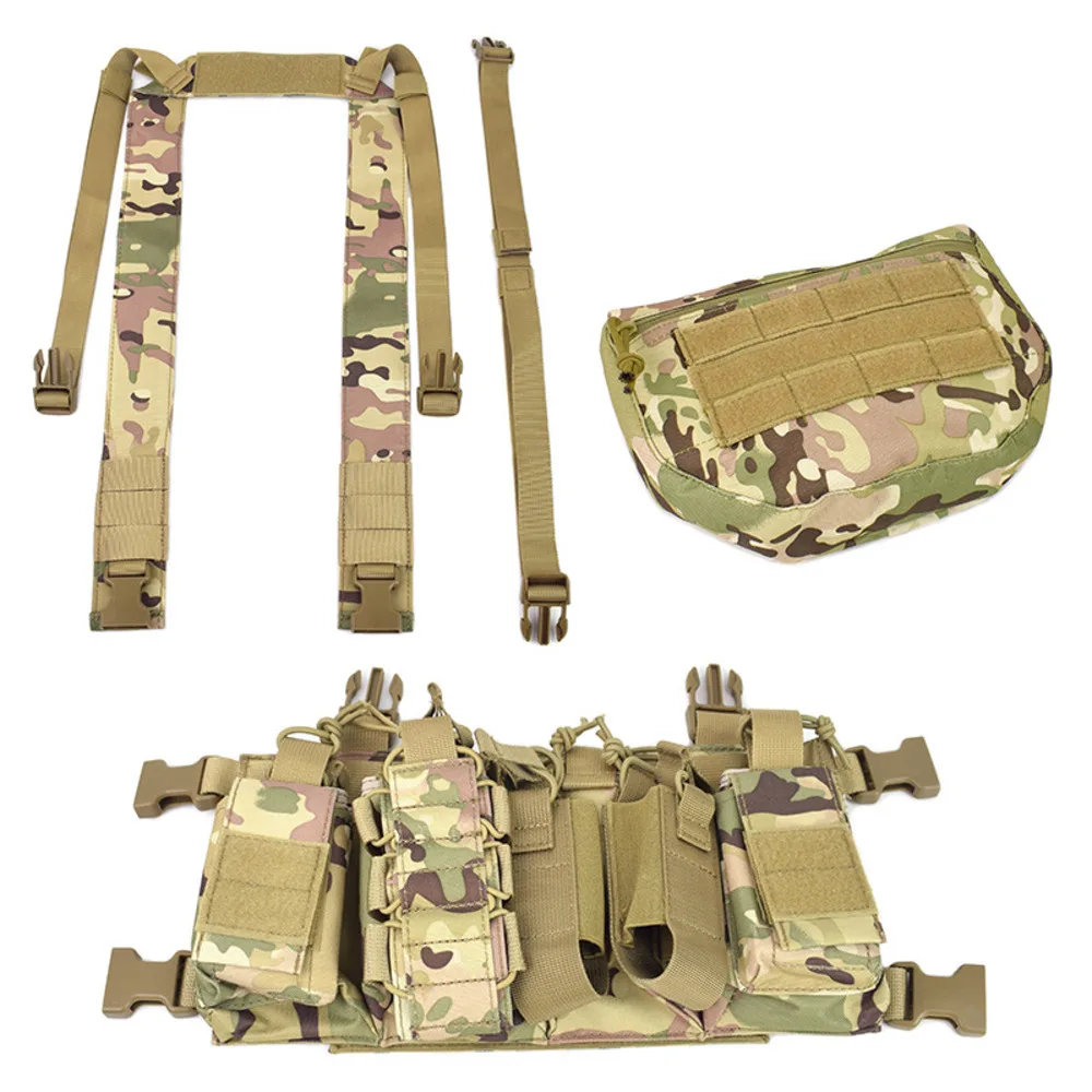 D3CR Tactical Chest Rig Setup Drop Dump Pouch H Harness Sack Pack Multi-Mission Pouches Belly Bag Magazine Holder Hunting Vest