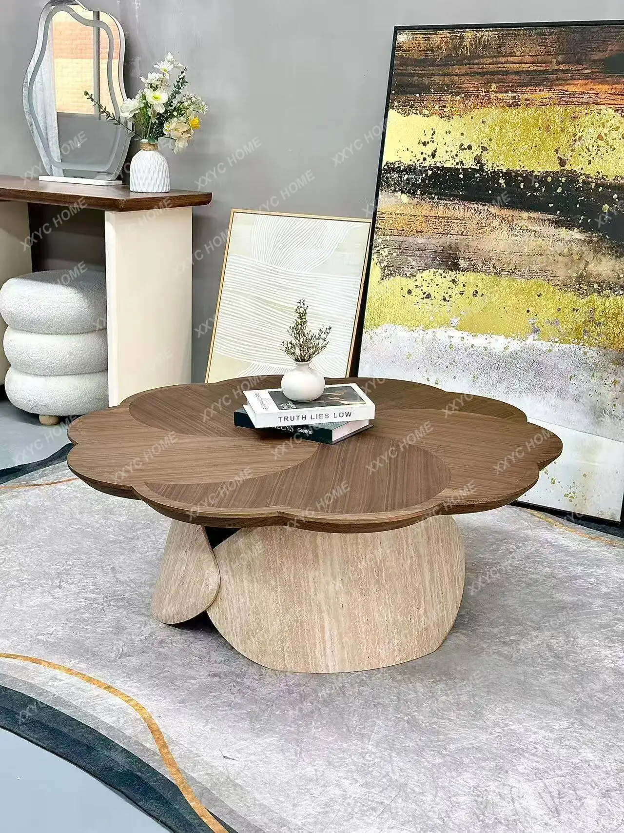 

Q Silent Wind Special-shaped Superior Sense Coffee Table Light Luxury Living Room Coffee Table
