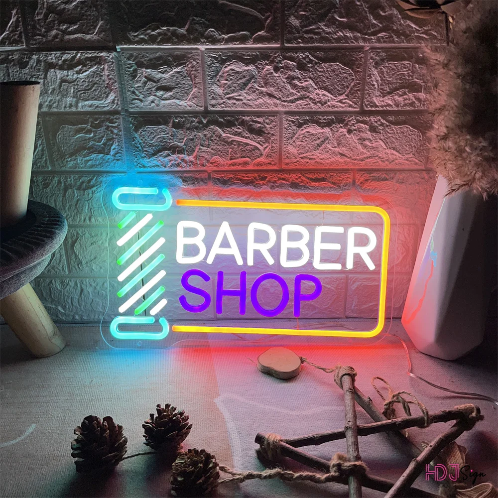 

BARBER SHOP Custom Business Neon Sign LED Room Wall Decor Neon Light Beauty Salon Personalized Slogan Signboard