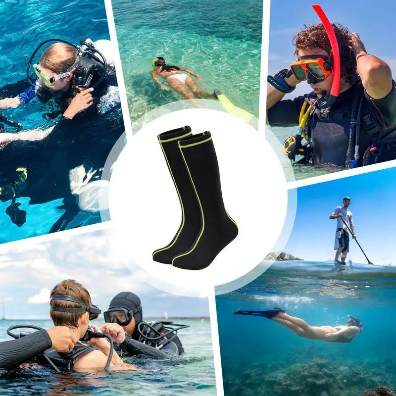 Wetsuit Socks Non-Slip Neoprene Sand Proof Beach Volleyball Elastic Diving Socks Knee Length Long Socks For Swimming Diving