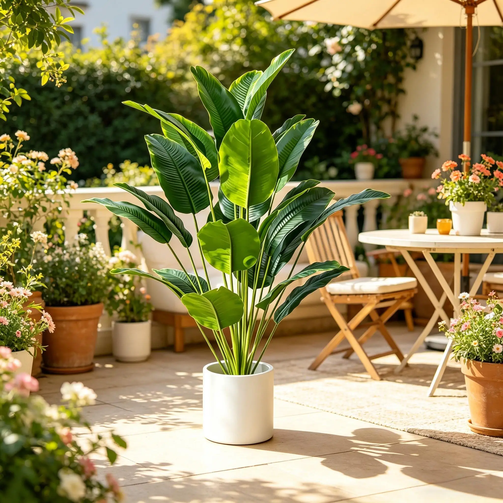 1pc Artificial Plants Large Tropical Palm Tree Fake Banana Plants Leaves Real Touch Plastic Monstera For Home Garden Party Decor