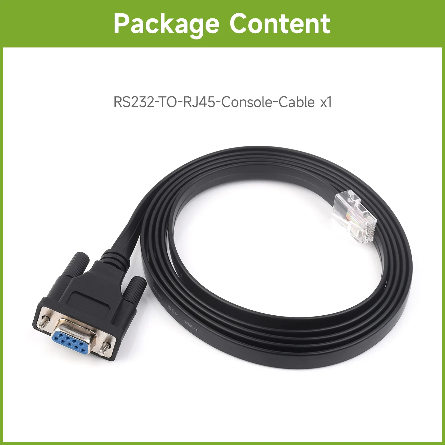 Waveshare RS232 to RJ45 Console Cable, RS232 DB9 Female Port to RJ45 Console Male Port, Cable Length 1.8m