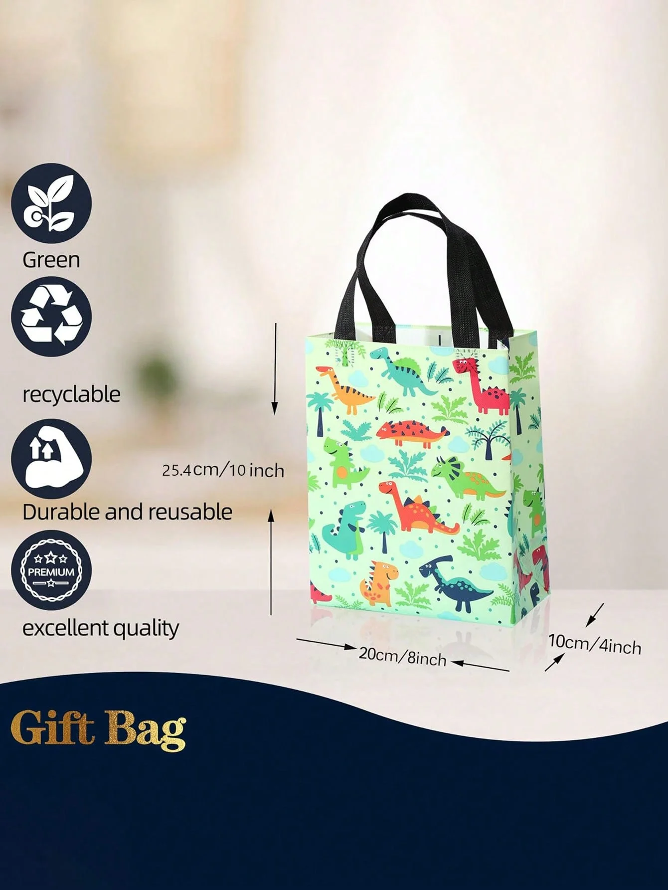 4 pz/set Cartoon Dinosaur Paper Gift Bag con manico Kid Birthday Favor confezione portatile Tote Bag Baby Shower Party Decoration