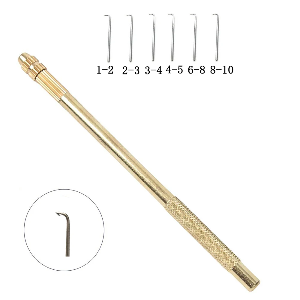 1 Set Hair Needle Holder & 6 pcs needles  Holder Ventilating Needles For Wig Making Lace Net Ventilating Needles