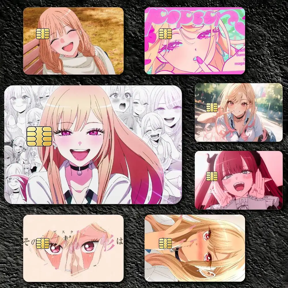 My D-Dress Up Darling Marin Kitagawa Credit Card Skin Stickers For VISA Bank Bus Metro Access Card Protective Film Cover Sticker