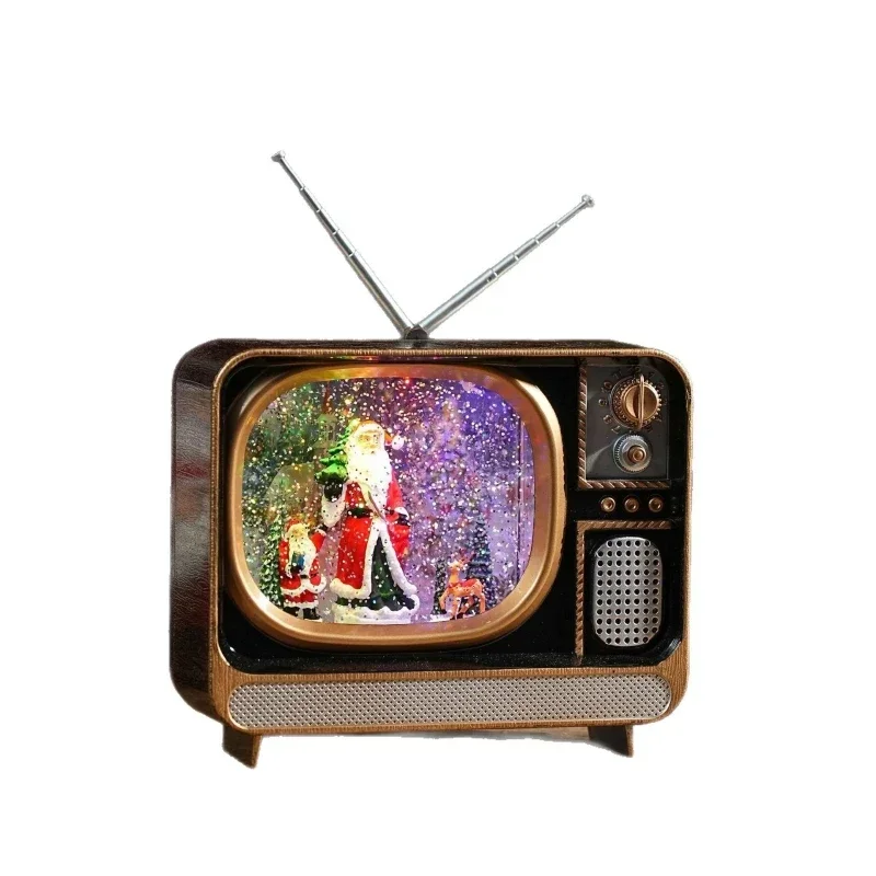 Christmas decorations glowing with music snow TV ornaments