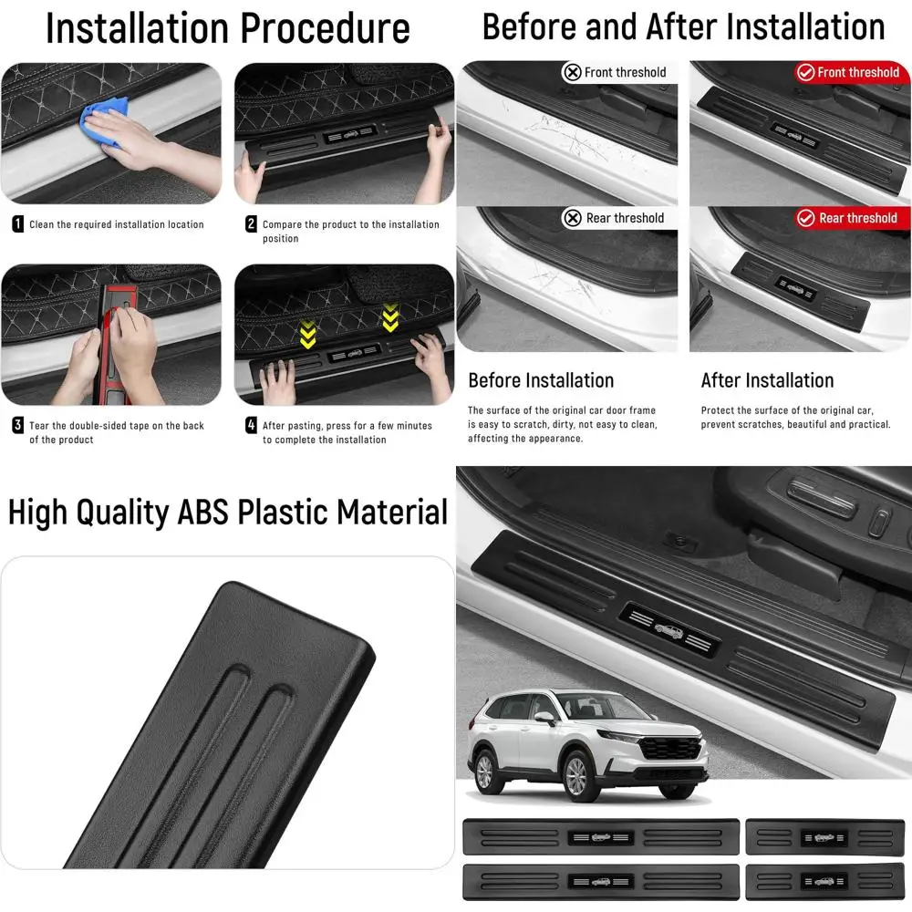 

4 шт. защита порога для Honda CRV 2026 2025 2024 2023 Hybrid (в комплект входят HEV) аксессуары, матовый черный материал ABS спереди и R