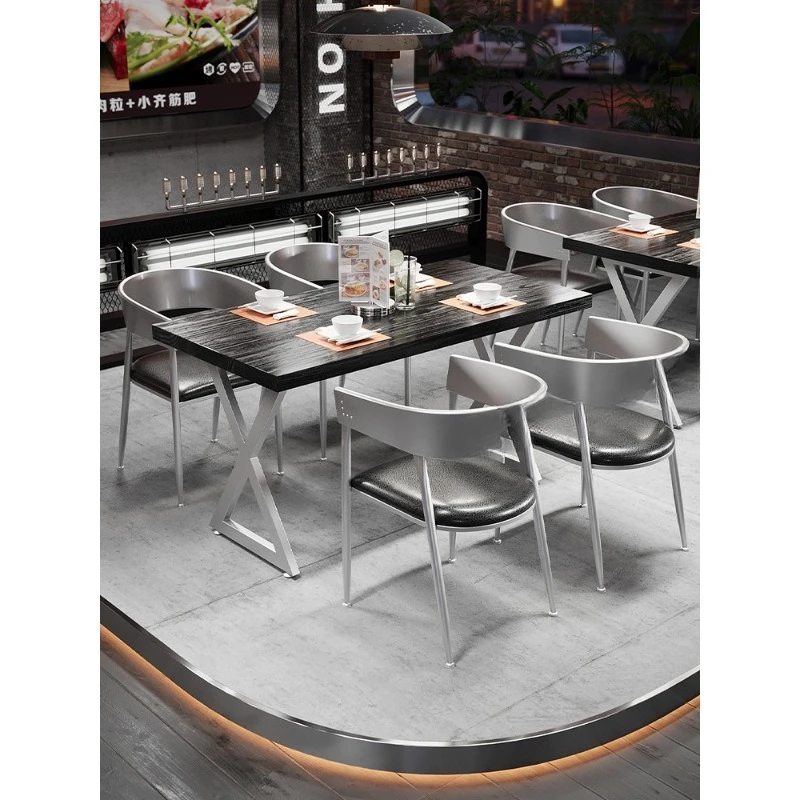 

Milk tea shop table and chair combination cafe bar clear bar dessert shop industrial style commercial wrought iron