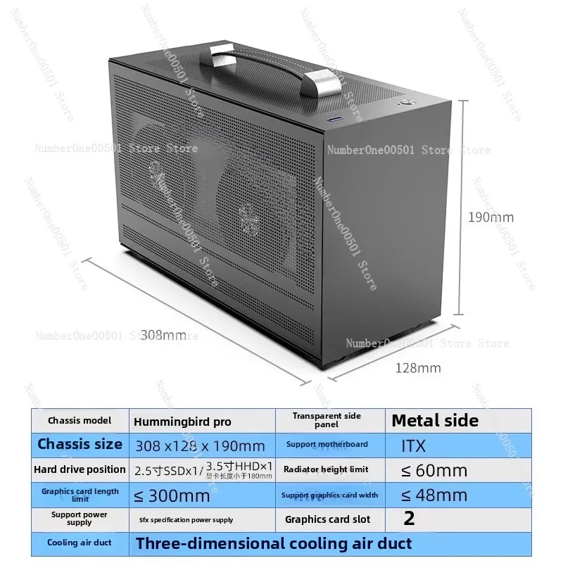حافظة كمبيوتر ITX صغيرة بيضاء محمولة حافظة كمبيوتر صغيرة لسطح المكتب DIY تدعم هيكل برج مدمج SFX PSU GPU القياسي