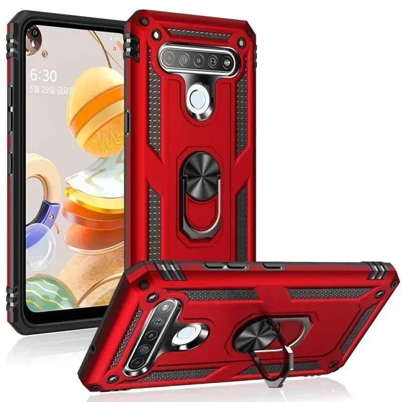 

Противоударная броня для LG Q61 K61 Q63 K40S K51S K92 Stylo7 4G Φ K53 K22 противоударный металлический защитный чехол с кольцом-держателем