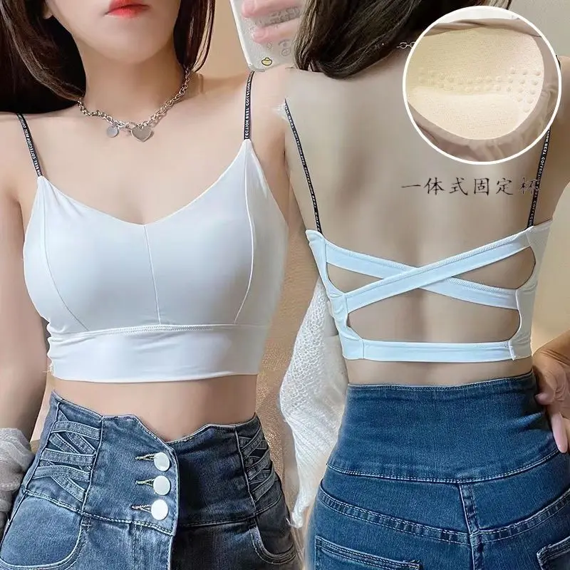 Suspender Korean version summer thin model integrated no steel ring anti-light bandeau beautiful back