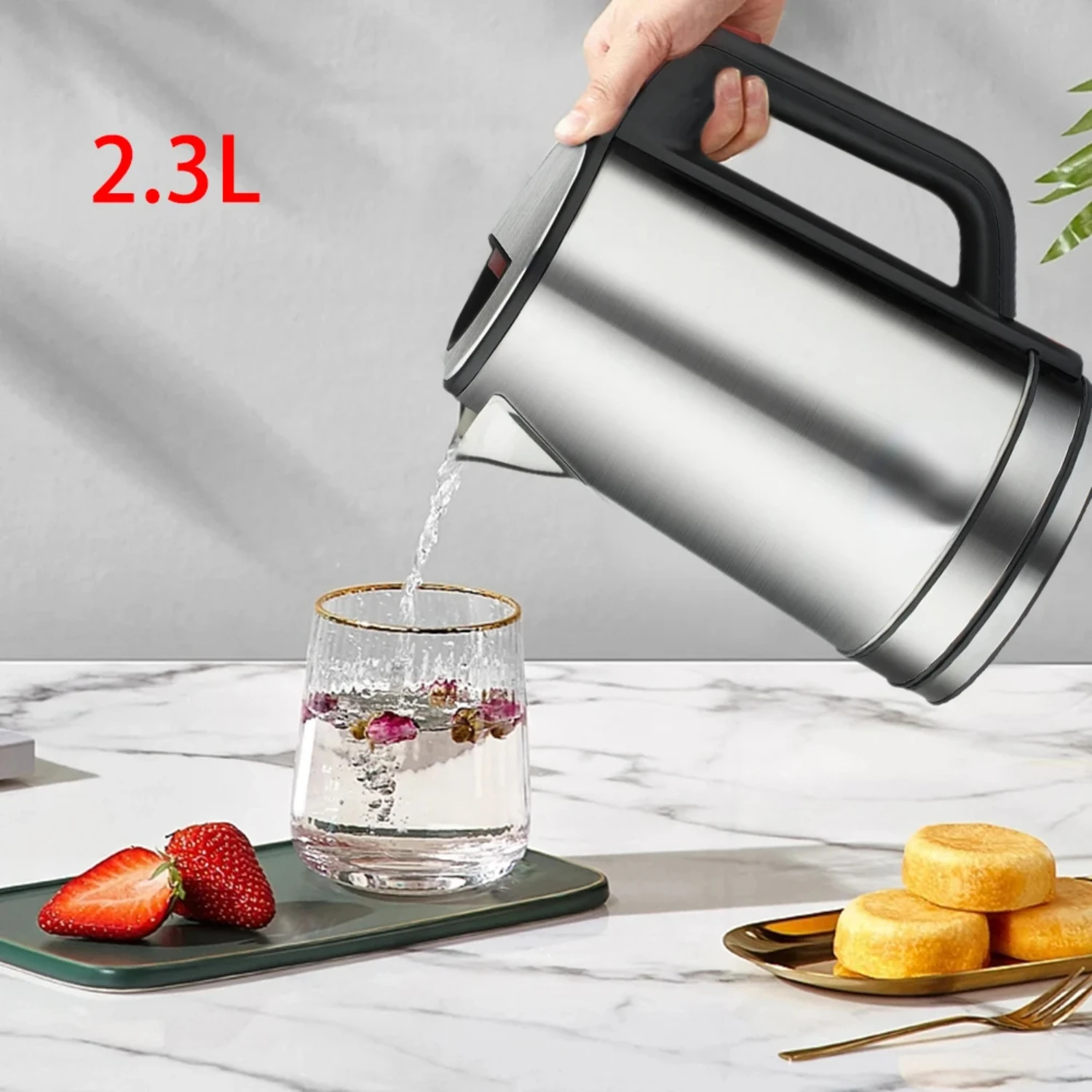 NEW Modern 2.3L Stainless Steel Smart Whistle Kettle for Kitchen Appliances - Enjoy Stylish Tea and Coffee with this Contemporar