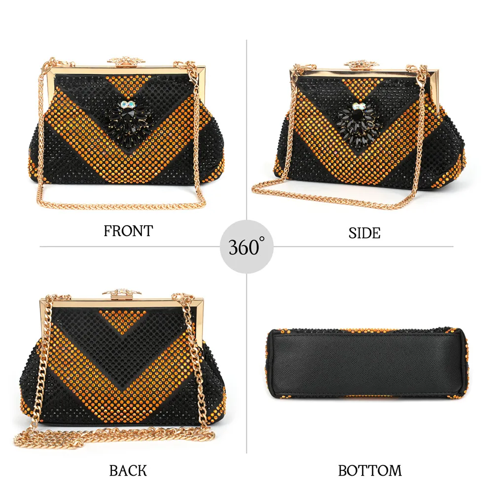 Mulheres Glitter Bead Design Elegante Clutch Noite, Bolsas Festa, Bolsa Nupcial, Bolsas Pretas, Bolsa Noite, Moda Vintage